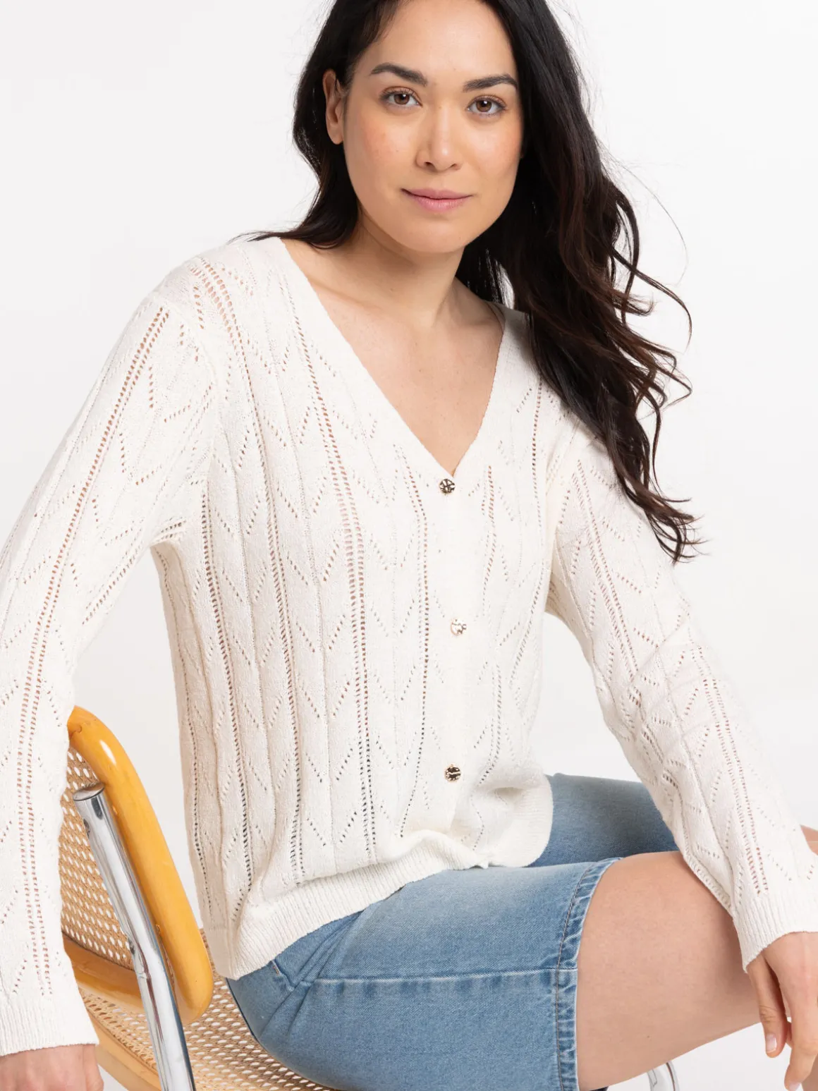 Gilet boutonné col rond femme