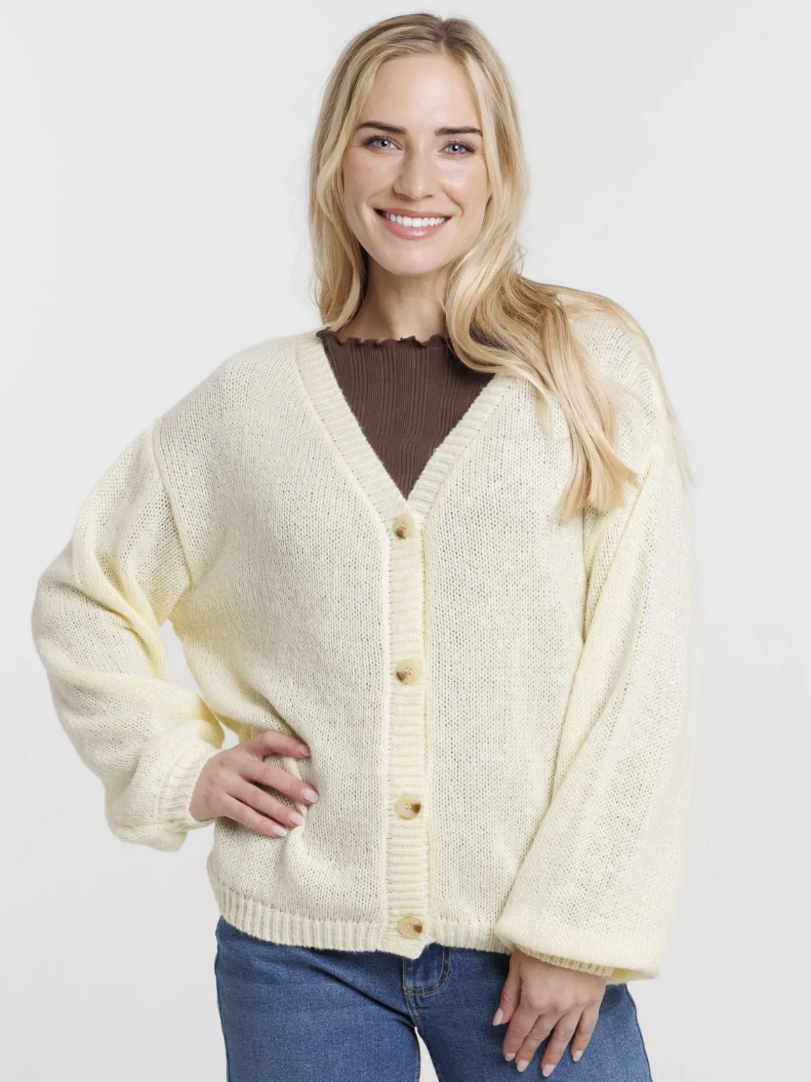 Gilet boutonné col V femme