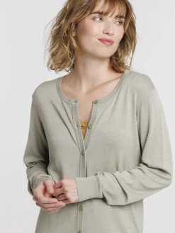 Gilet boutonné mousse clair femme
