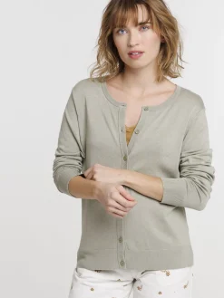 Gilet boutonné mousse clair femme