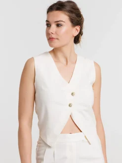 Gilet boutonné sans manches femme