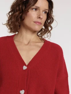 Gilet boutons coeurs femme