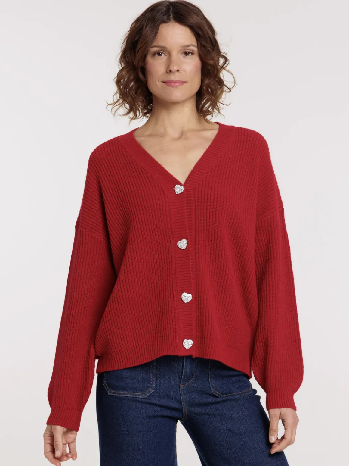 Gilet boutons coeurs femme