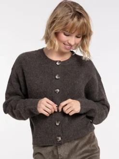 Gilet col rond boutonné femme