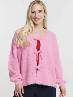 Gilet col rond noeuds femme