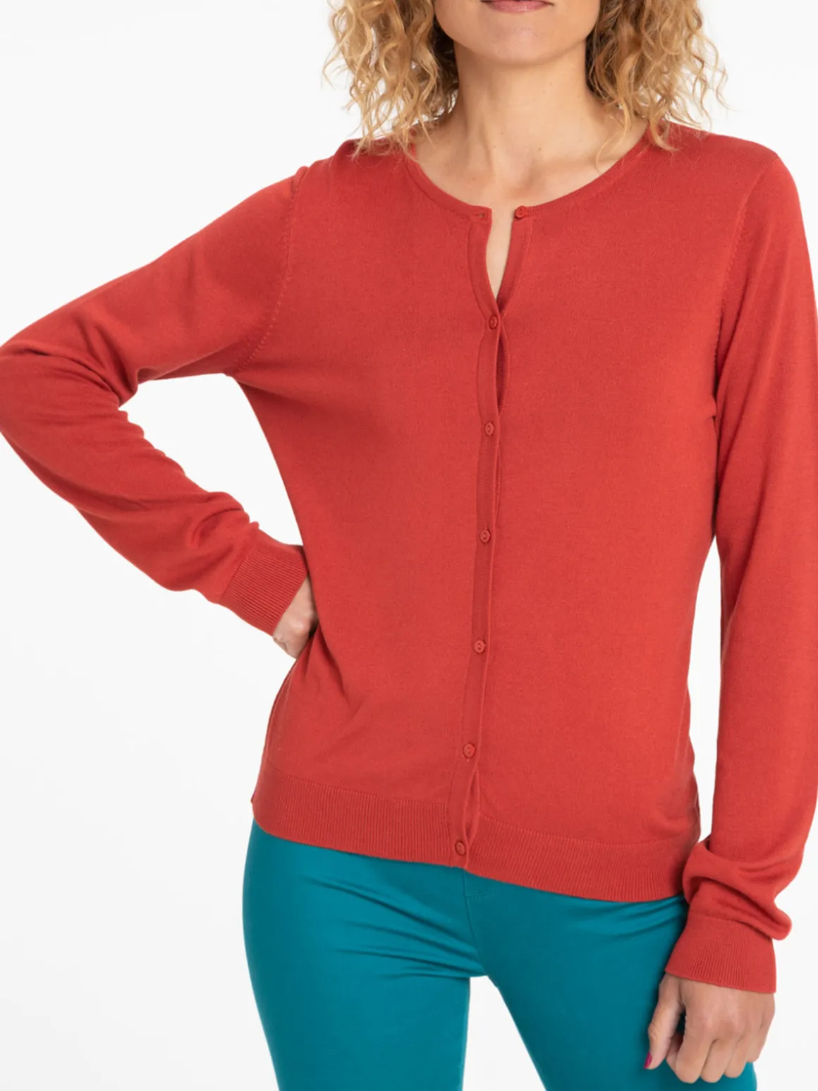 Gilet coloris rouille femme