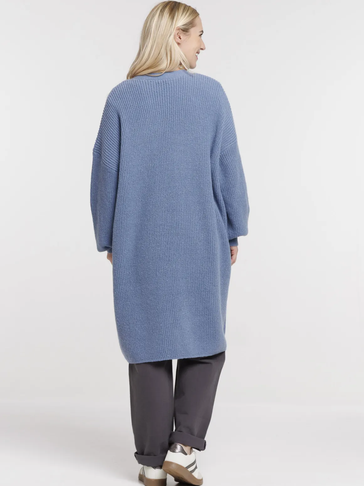 Gilet long ouvert denim blue femme