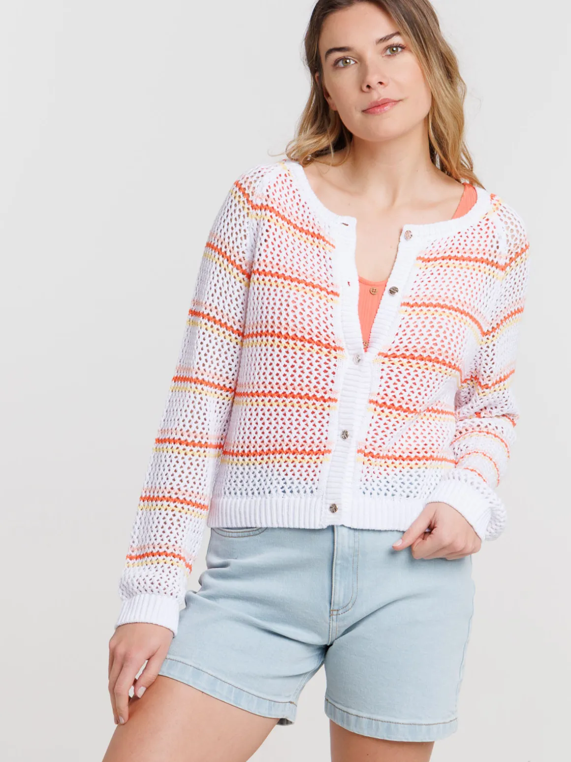 Gilet multicolore boutonné femme