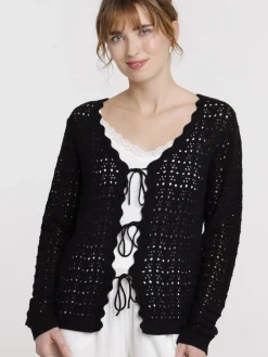 Gilet noir à nouer femme