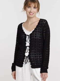 Gilet noir à nouer femme
