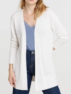 Gilet ouvert beige chiné femme