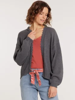 Gilet ouvert dentelle femme