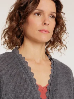 Gilet ouvert dentelle femme