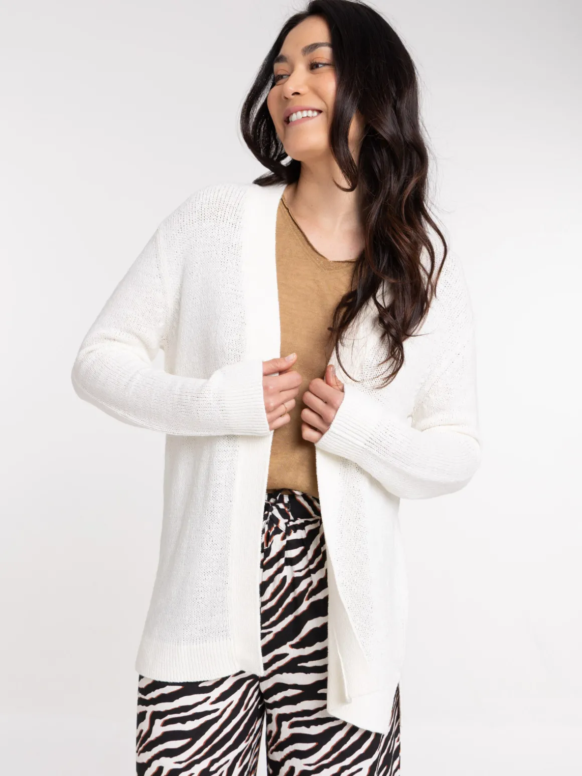 Gilet ouvert mi-long femme