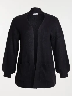 Gilet ouvert noir grande taille femme