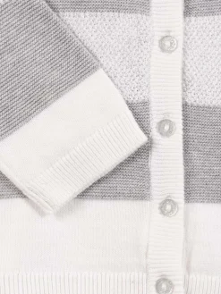 Gilet rayé blanc et gris fille (3-36M)