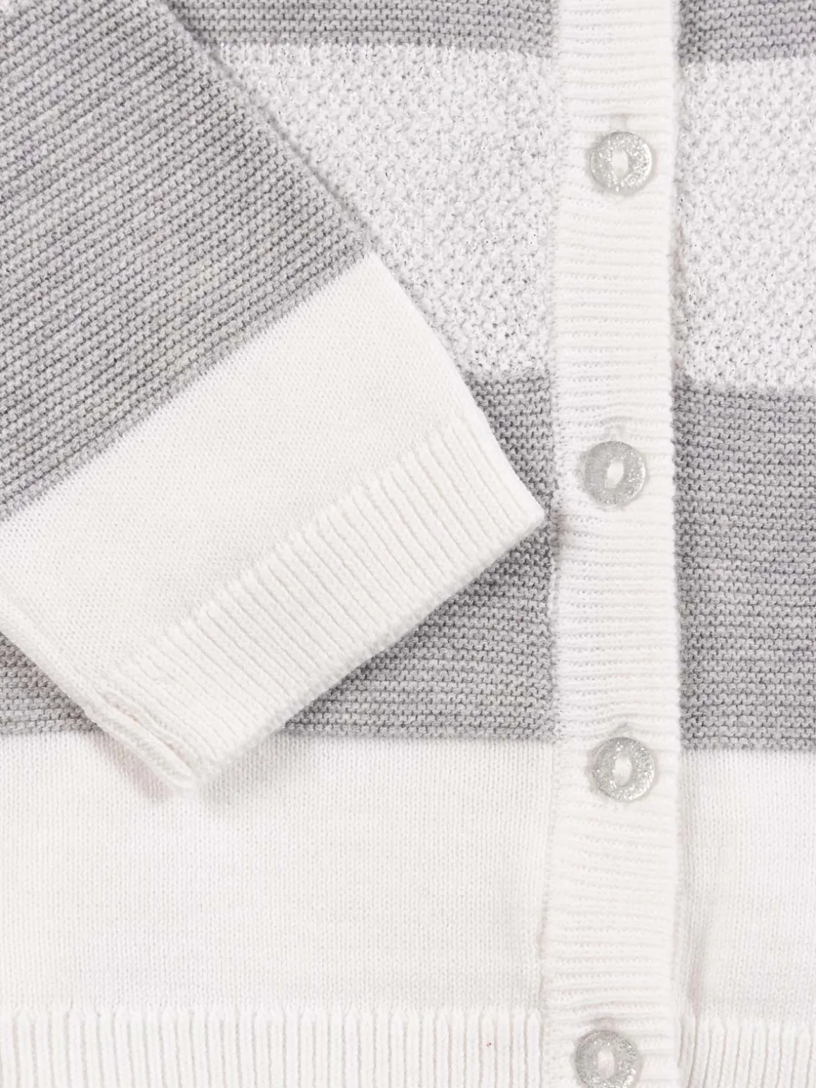 Gilet rayé blanc et gris fille (3-36M)