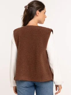 Gilet sans manches marron femme