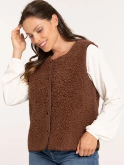 Gilet sans manches marron femme