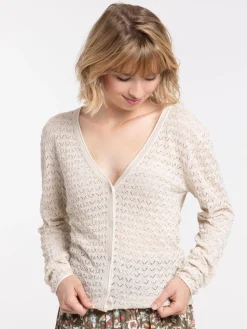 Gillet brillant maille ajourée femme