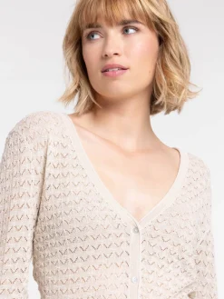 Gillet brillant maille ajourée femme