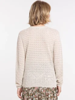 Gillet brillant maille ajourée femme