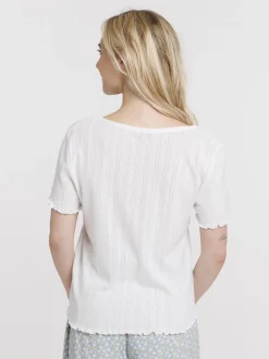 Haut de pyjama blanc cassé femme