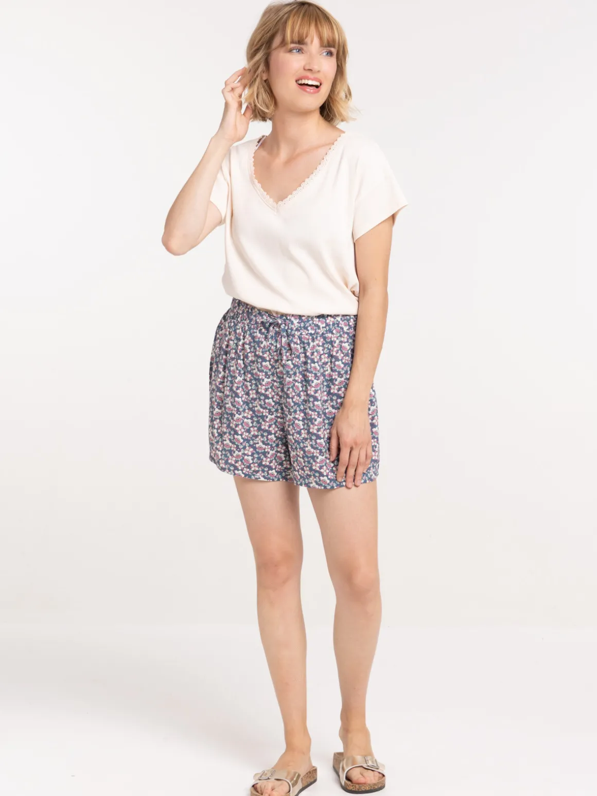 Haut de pyjama poudre rosé femme