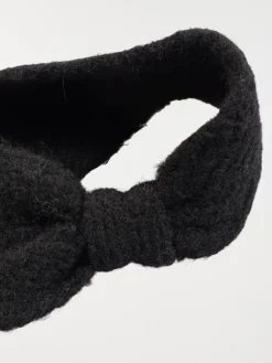 Headband maille tricot noir femme