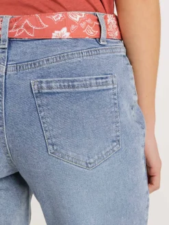 Jean mom double stone ceinturé femme