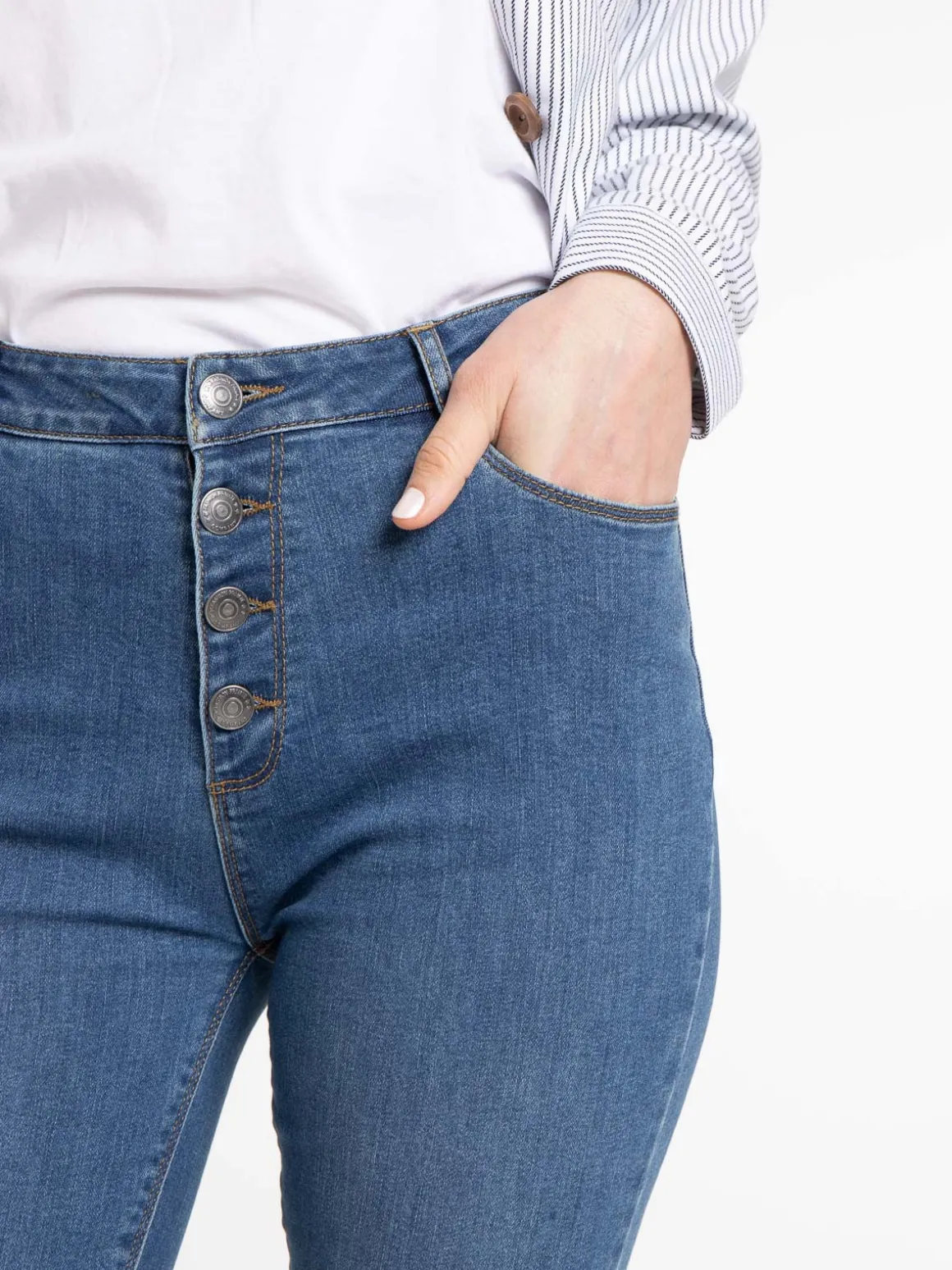 Jean stone taille haute skinny femme