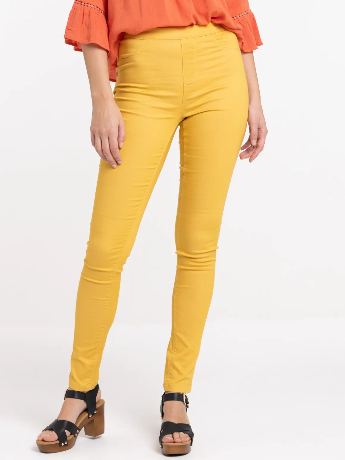 Jegging ocre jaune femme