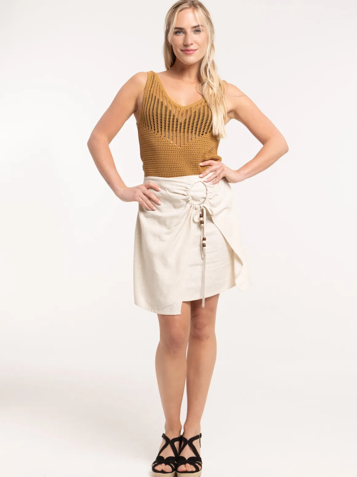 Jupe courte effet portefeuille femme