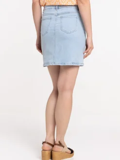 Jupe denim bleached femme