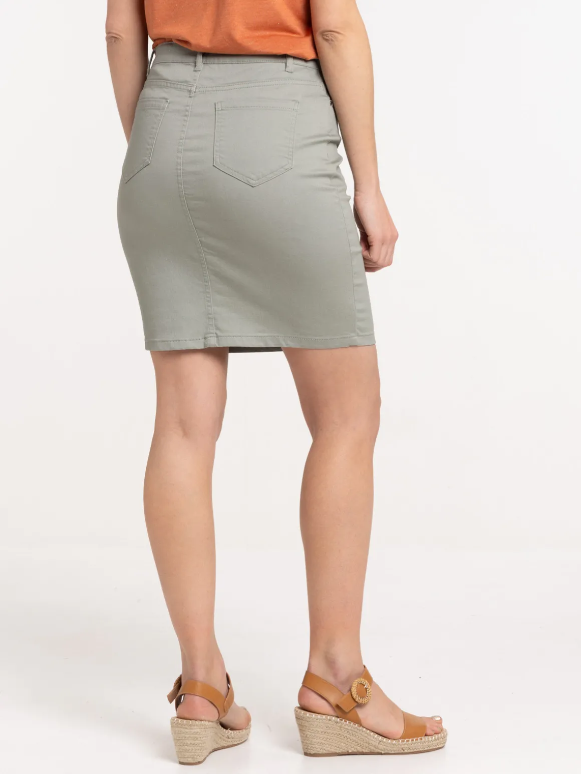Jupe droite vert grisé femme