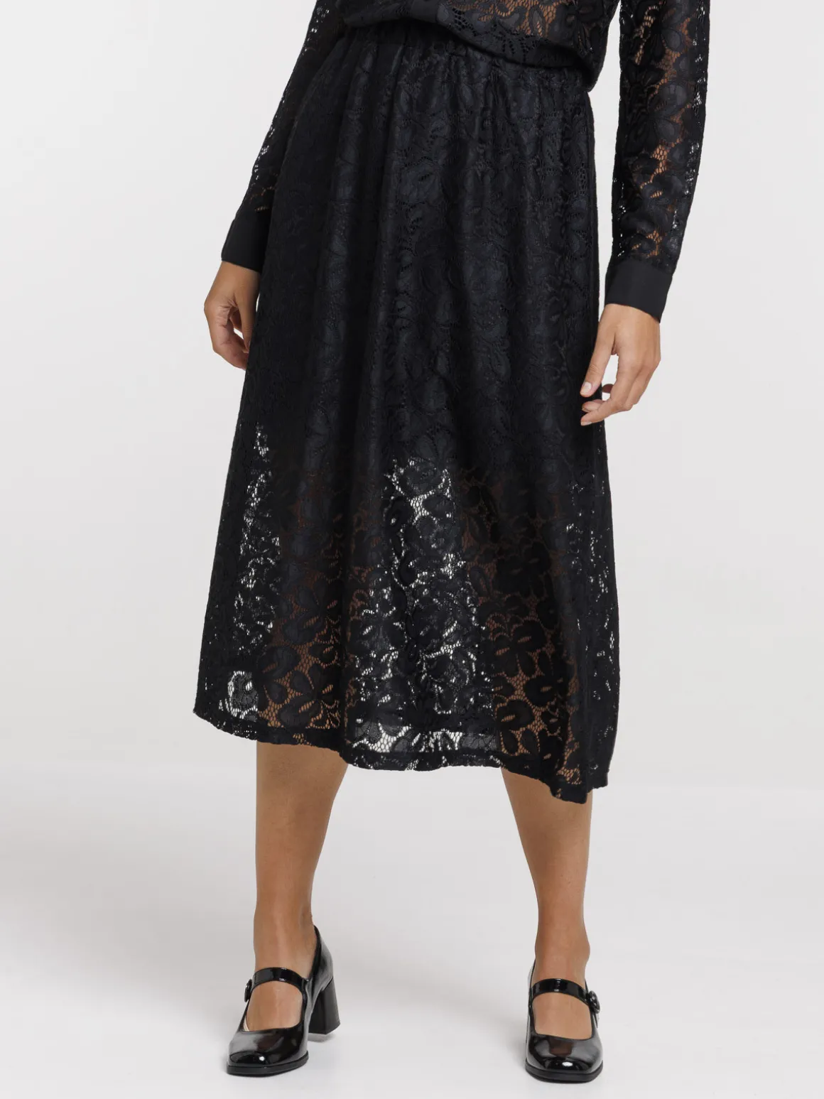 Jupe longue dentelle noire femme