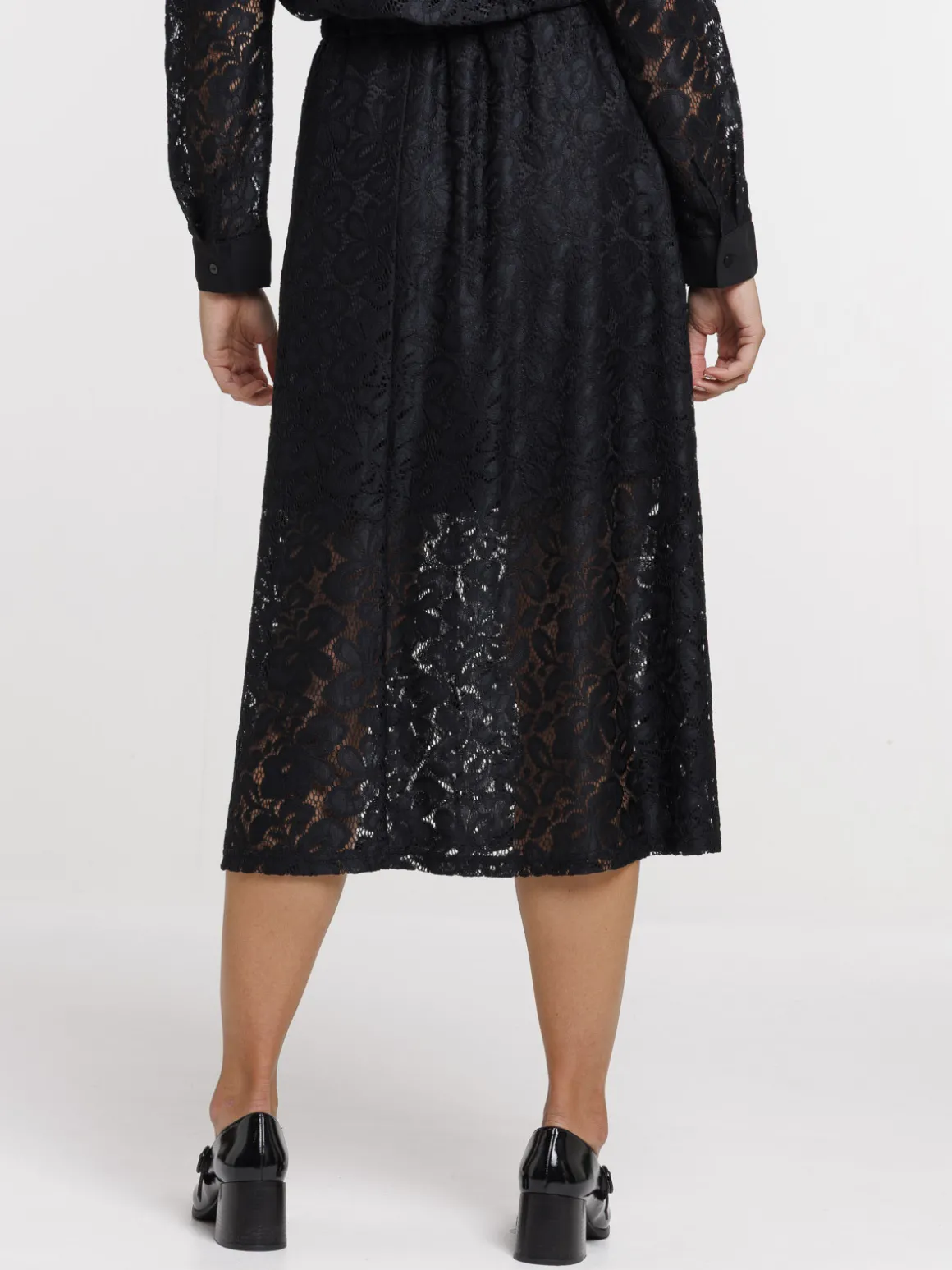 Jupe longue dentelle noire femme