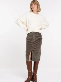 Jupe midi en velours femme