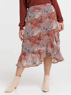 Jupe midi imprimée fleurie femme