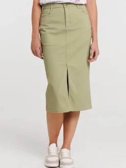 Jupe midi olive verte femme