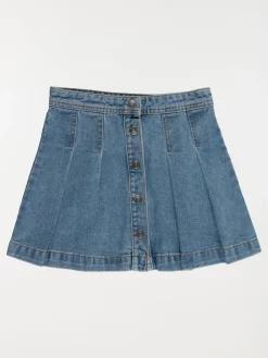 Jupe plissée en jean fille (3-12A)