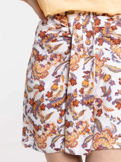 Jupe short imprimée coral femme