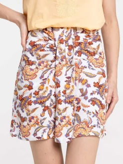Jupe short imprimée coral femme