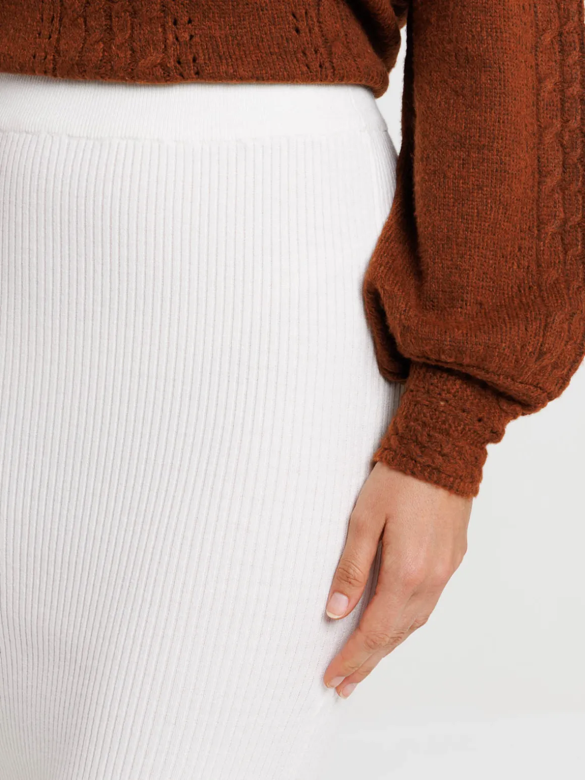 Jupe tube maille écru femme
