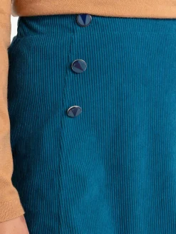 Jupe velours bleu paon femme