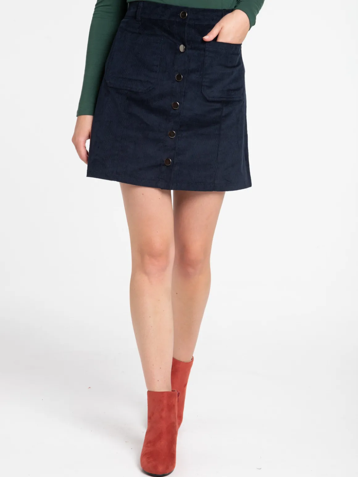 Jupe velours marine femme