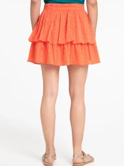 Jupe volantée broderie anglaise femme