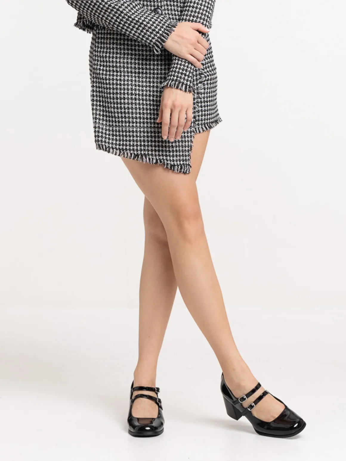 Jupe-short tweed à carreaux femme