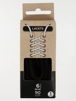 Lacets cordons noirs 90 cm 6 oeillets
