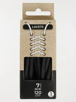 Lacets cordons noirs 120 cm 7 oeillets